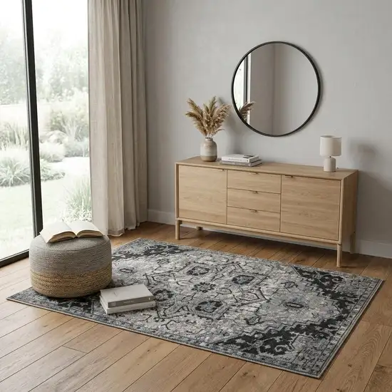 Black And Gray Medallion Area Rug Photo 1