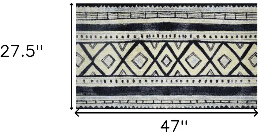 Black and Gray Modern Tribal Washable Floor Mat Photo 6