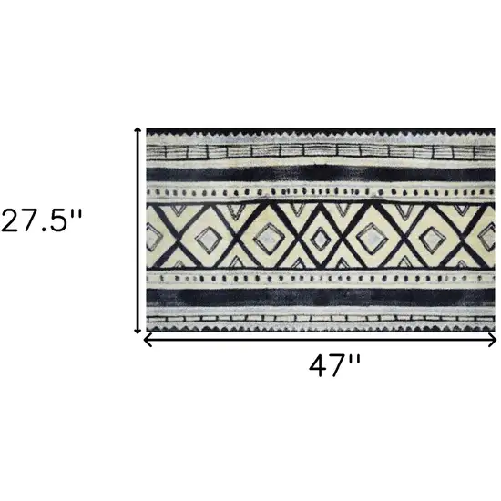Black and Gray Modern Tribal Washable Floor Mat Photo 6