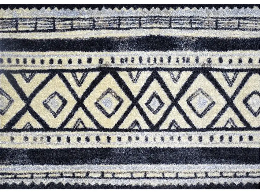 Black and Gray Modern Tribal Washable Floor Mat Photo 1