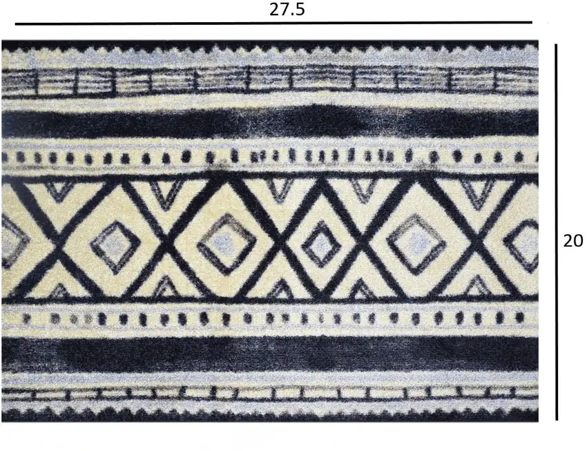 Black and Gray Modern Tribal Washable Floor Mat Photo 3