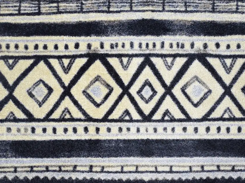 Black and Gray Modern Tribal Washable Floor Mat Photo 2