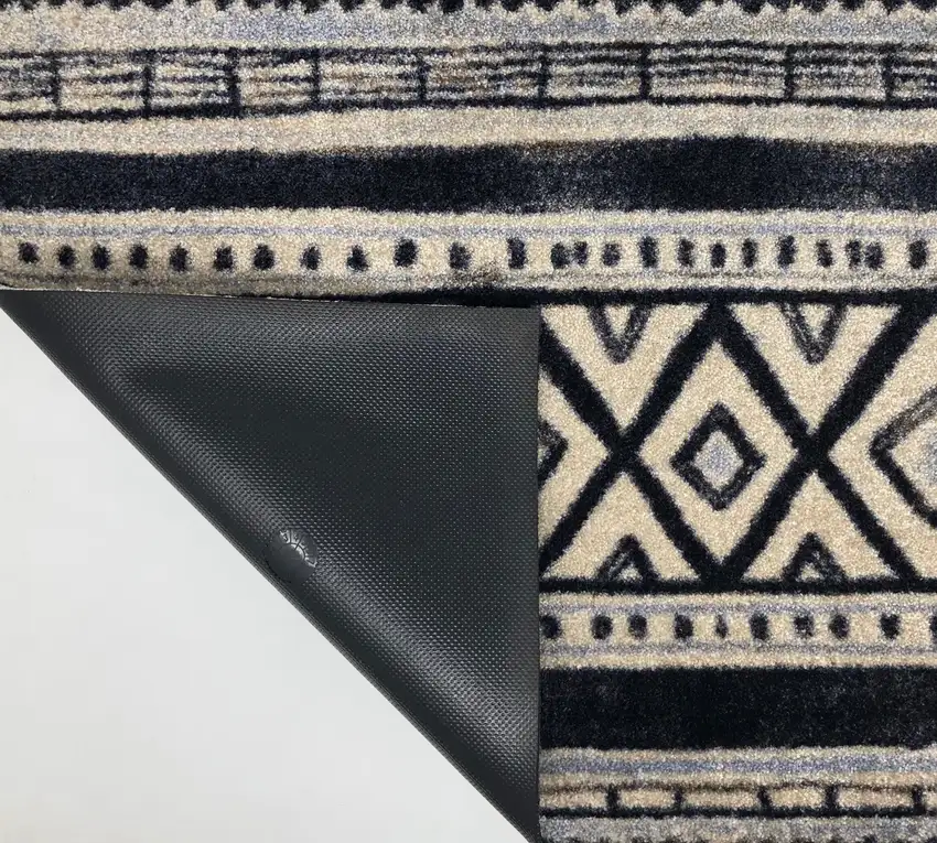 Black and Gray Modern Tribal Washable Floor Mat Photo 5
