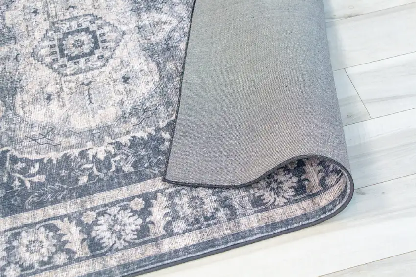 Black and Gray Oriental Area Rug Photo 4