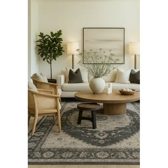 Black and Gray Oriental Area Rug Photo 4