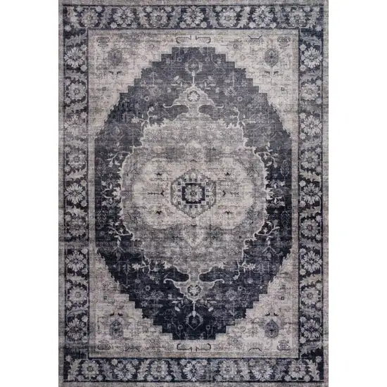 Black and Gray Oriental Area Rug Photo 7