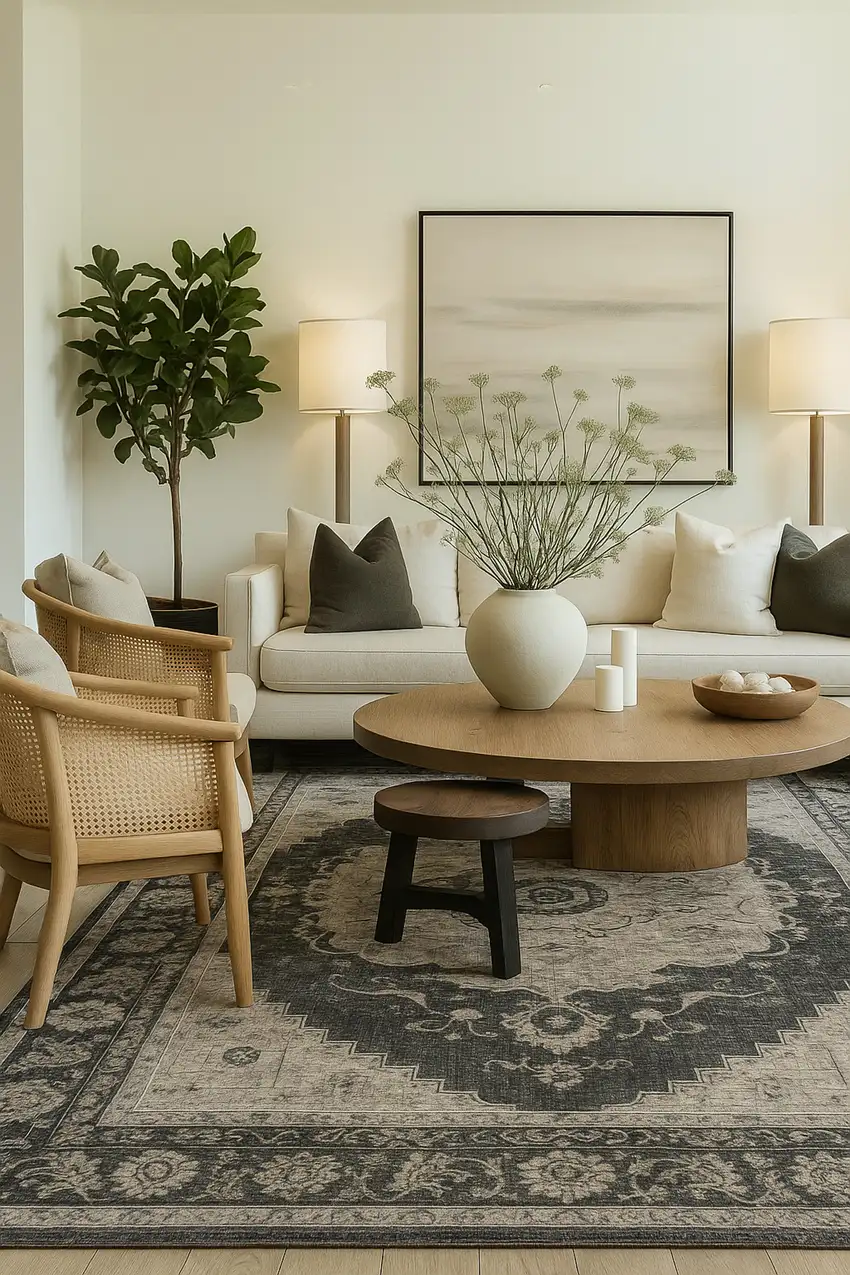 Black and Gray Oriental Area Rug Photo 4