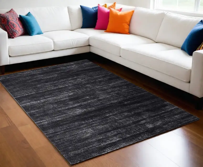 Black and Gray Power Loom Area Rug Photo 1