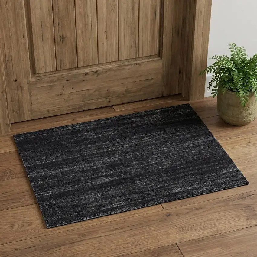 Black and Gray Power Loom Area Rug Photo 1