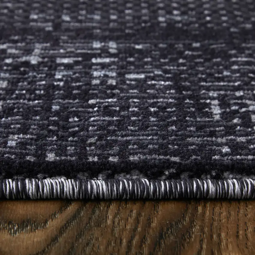 Black and Gray Power Loom Area Rug Photo 5