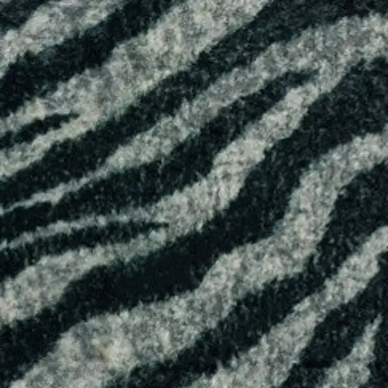 Black and Gray Round Zebra Print Shag Handmade Non Skid Area Rug Photo 3