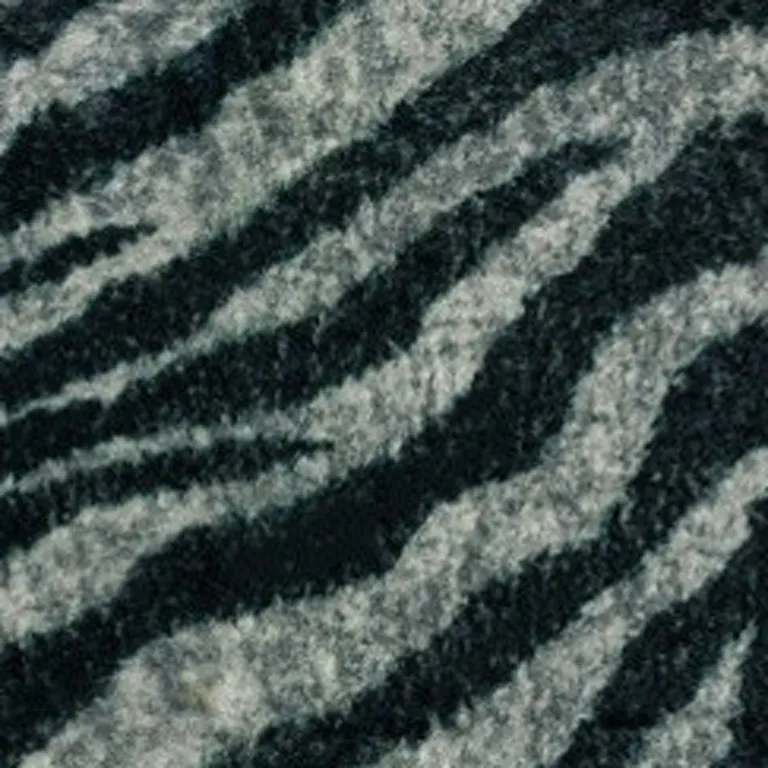 Black and Gray Round Zebra Print Shag Handmade Non Skid Area Rug Photo 2