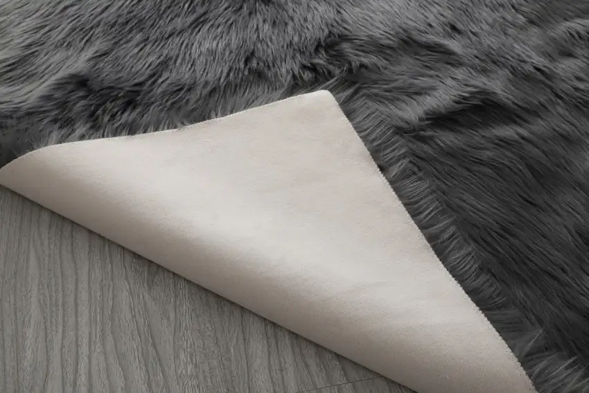 Black and Gray Shag Sheepskin Washable Area Rug Photo 5