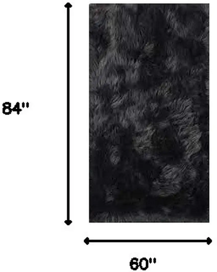 Black and Gray Shag Sheepskin Washable Area Rug Photo 3