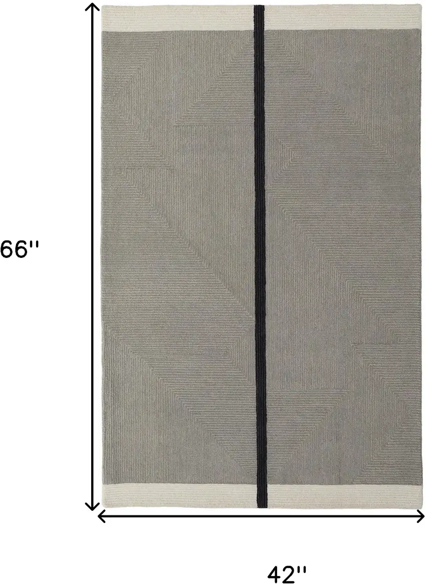 Black and Gray Wool Abstract Geometric Hand Tufted Area Rug Photo 3