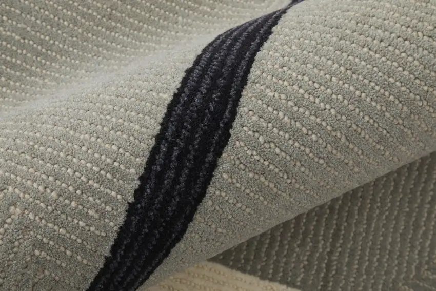 Black Gray And Taupe Wool Abstract Geometric Hand Tufted Area Rug Photo 9