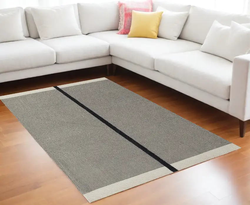 Black and Gray Wool Abstract Geometric Hand Tufted Area Rug Photo 1