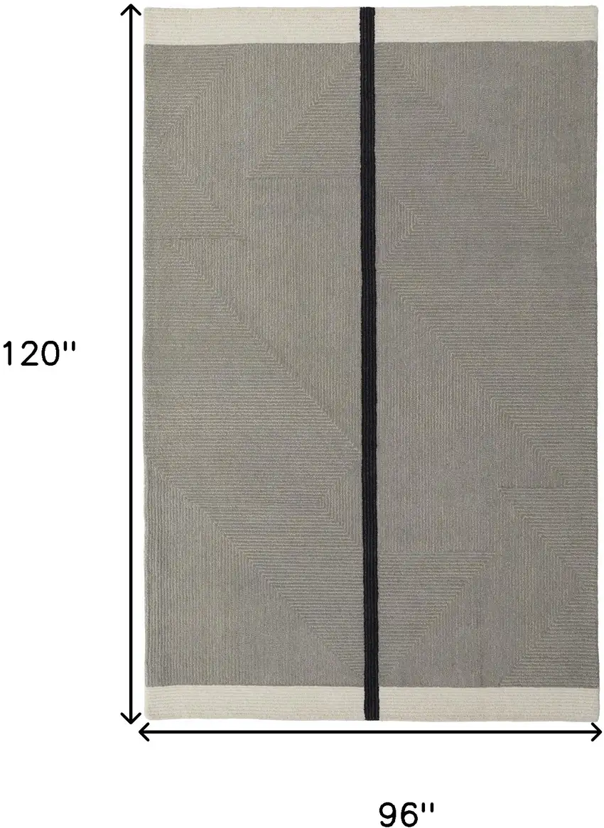 Black and Gray Wool Abstract Geometric Hand Tufted Area Rug Photo 3