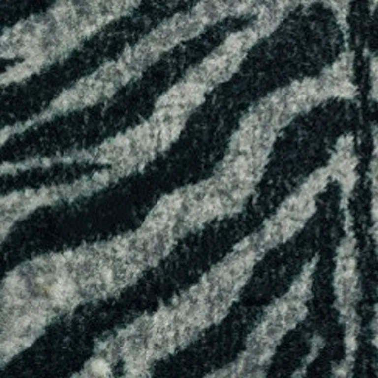 Black and Gray Zebra Print Shag Handmade Non Skid Area Rug Photo 2