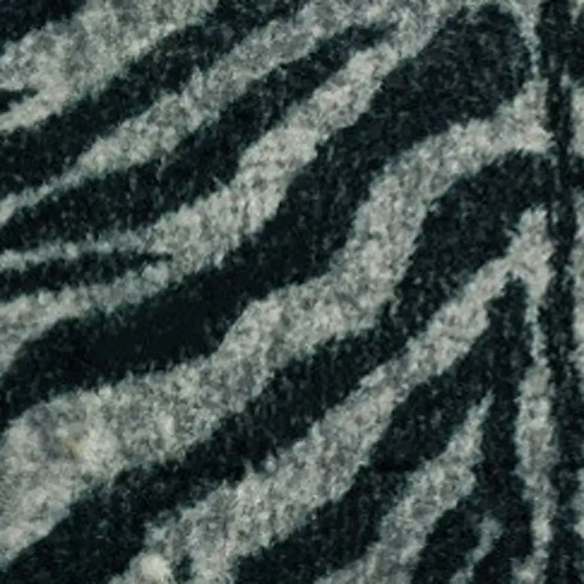 Black and Gray Zebra Print Shag Handmade Non Skid Area Rug Photo 3