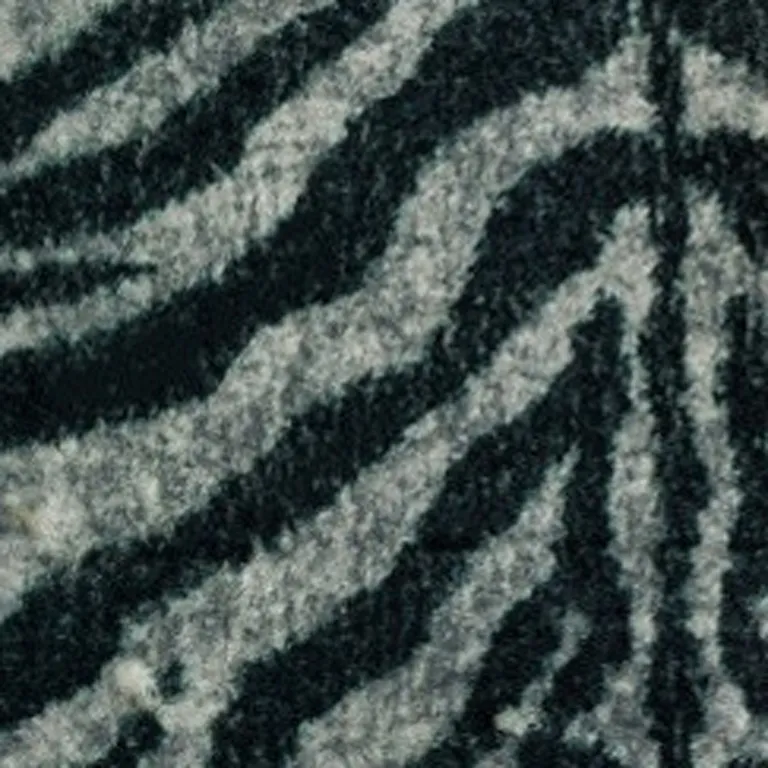 Black and Gray Zebra Print Shag Handmade Non Skid Area Rug Photo 2