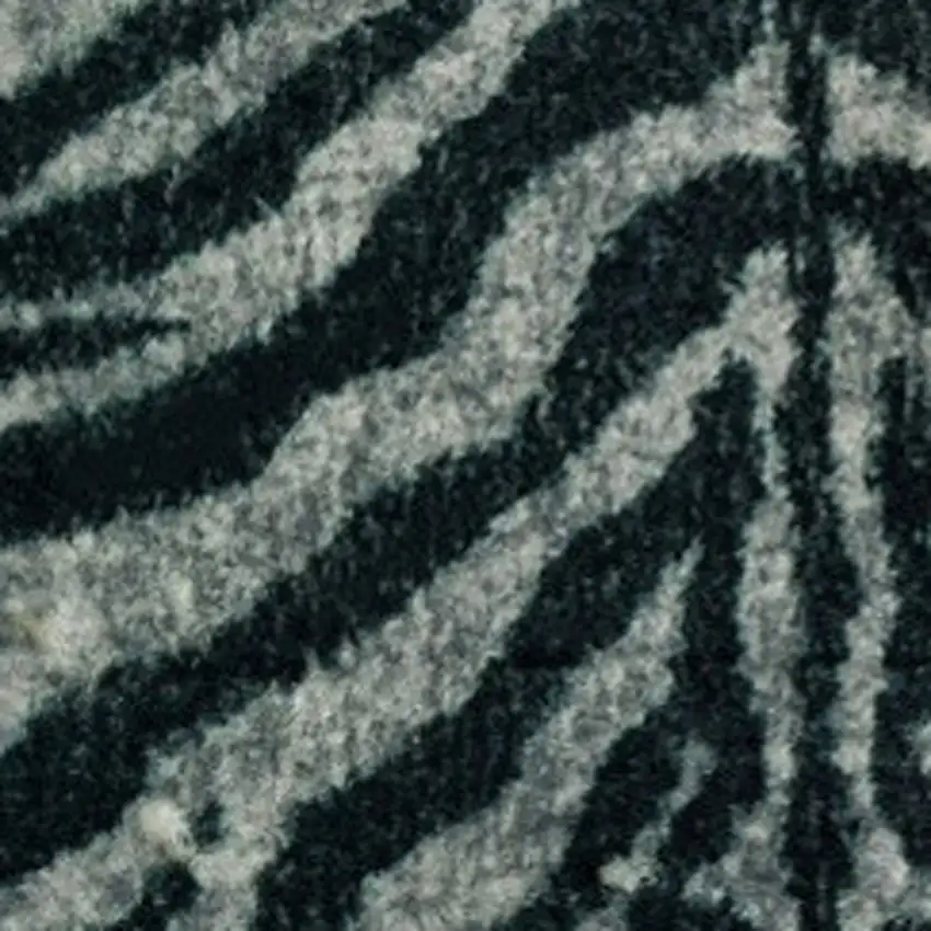 Black and Gray Zebra Print Shag Handmade Non Skid Area Rug Photo 3