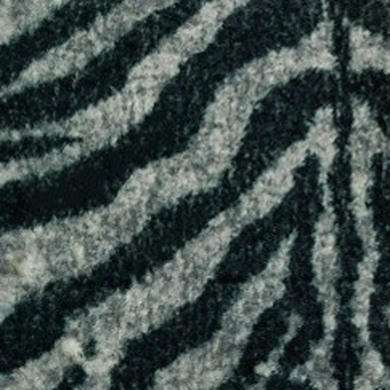 Black and Gray Zebra Print Shag Handmade Non Skid Area Rug Photo 2