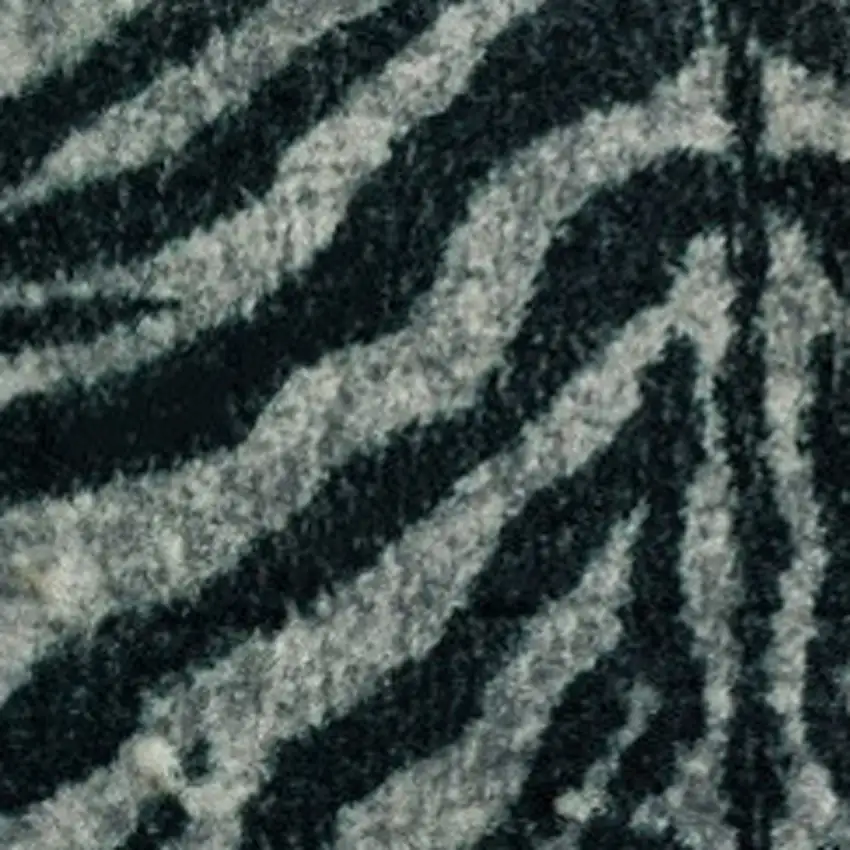 Black and Gray Zebra Print Shag Handmade Non Skid Area Rug Photo 3