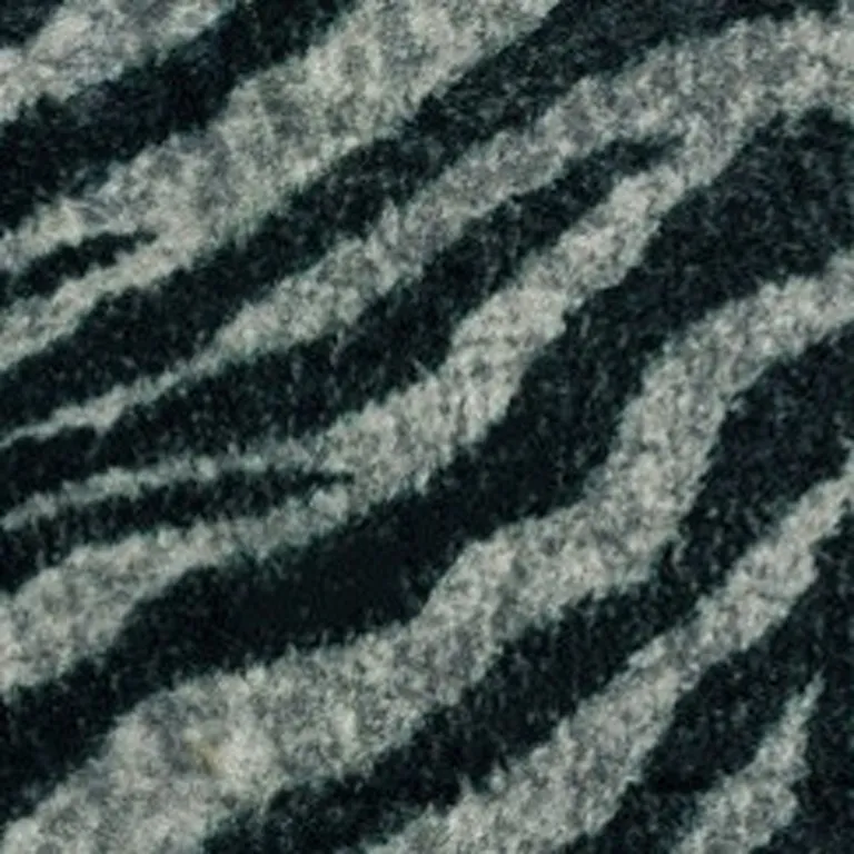 Black and Gray Zebra Print Shag Handmade Non Skid Area Rug Photo 2