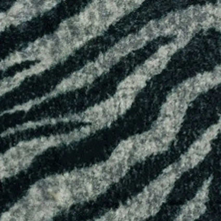 Black and Gray Zebra Print Shag Handmade Non Skid Area Rug Photo 3