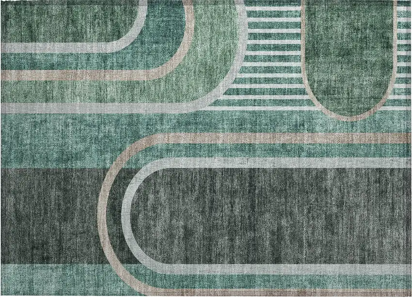 Black and Green Abstract Washable Non Skid Indoor Outdoor Area Rug Photo 1
