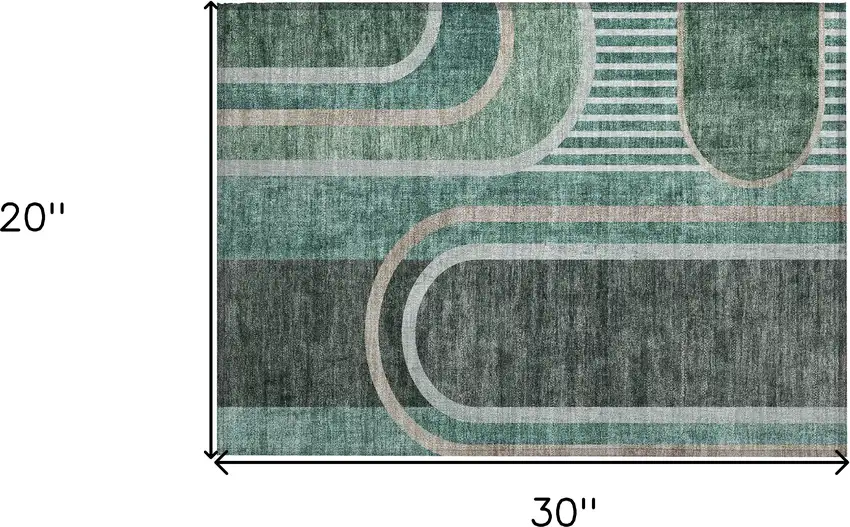 Black and Green Abstract Washable Non Skid Indoor Outdoor Area Rug Photo 3