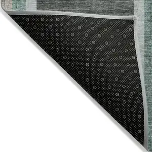 Photo of Black and Green Abstract Washable Non Skid Indoor Outdoor Area Rug