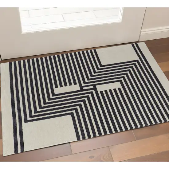 Gray And Black Abstract Geometric Hand Tufted Area Rug Photo 1