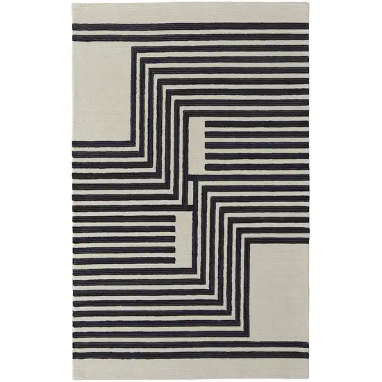Gray And Black Abstract Geometric Hand Tufted Area Rug Photo 2