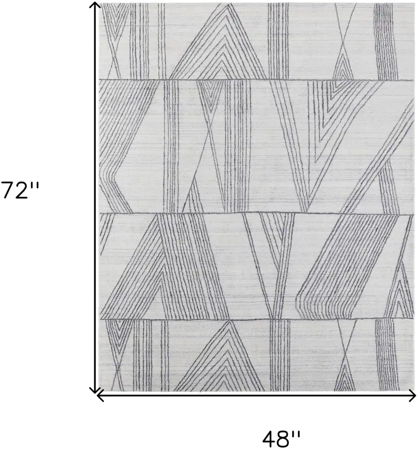Black and Ivory Abstract Hand Woven Area Rug Photo 3