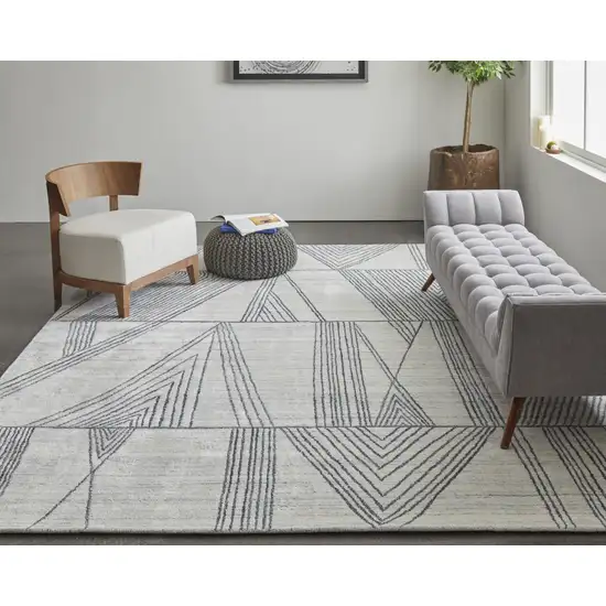 Black and Ivory Abstract Hand Woven Area Rug Photo 9