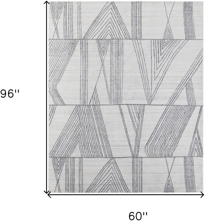 Black and Ivory Abstract Hand Woven Area Rug Photo 3