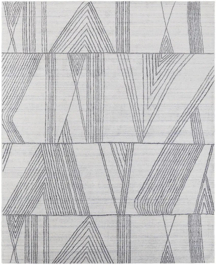 Black and Ivory Abstract Hand Woven Area Rug Photo 6