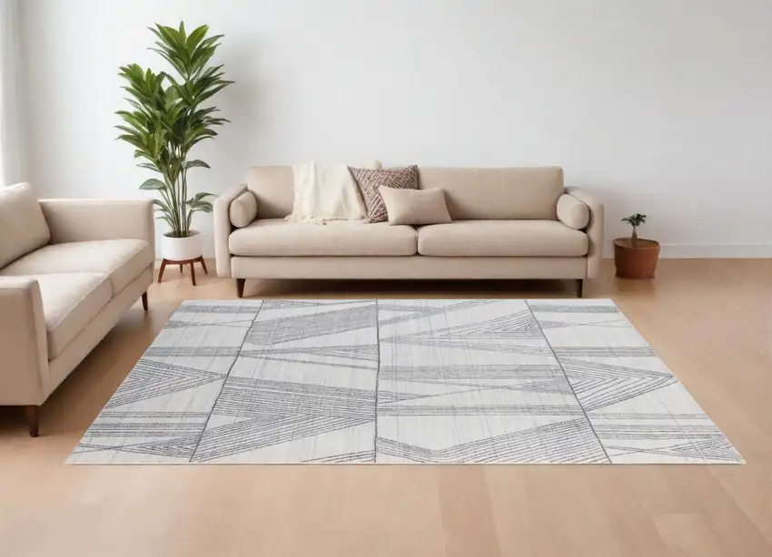 Black and Ivory Abstract Hand Woven Area Rug Photo 1