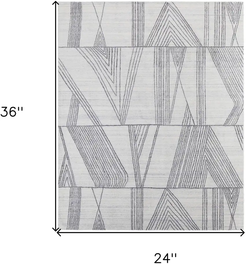 Black and Ivory Abstract Hand Woven Area Rug Photo 3