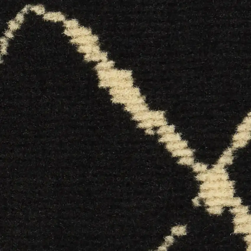 Black and Ivory Abstract Power Loom Distressed Area Rug Photo 1