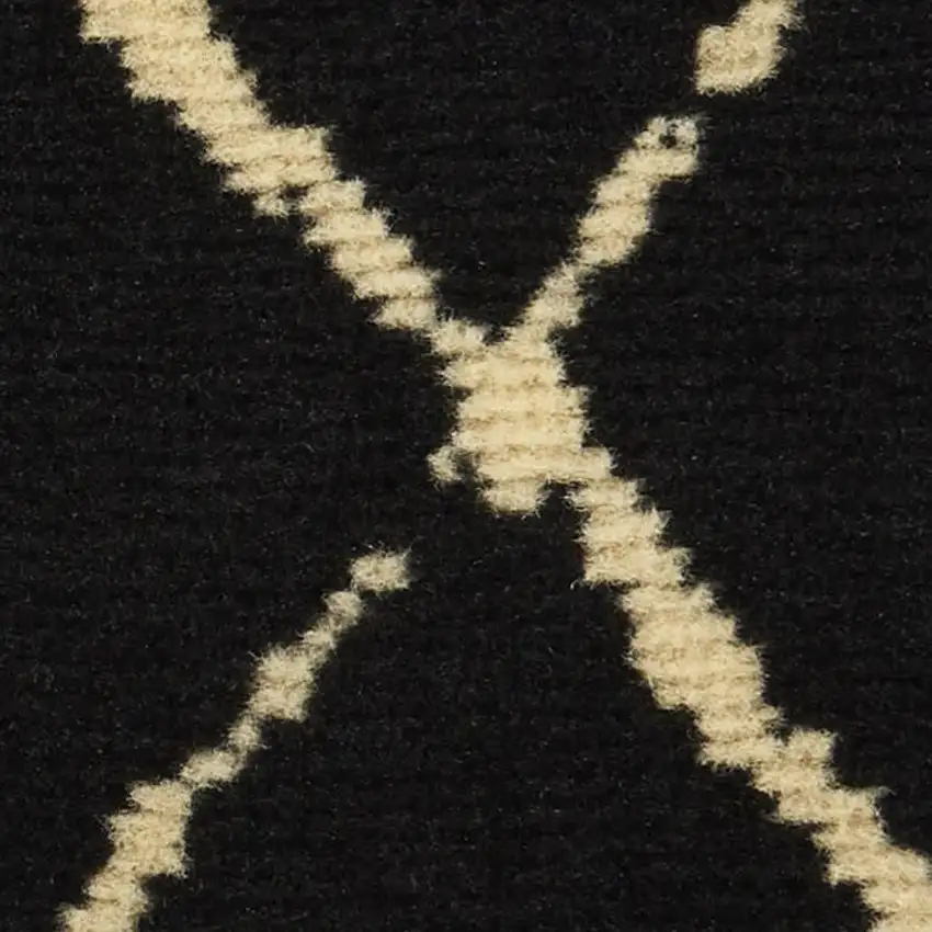 Black and Ivory Abstract Power Loom Distressed Area Rug Photo 1