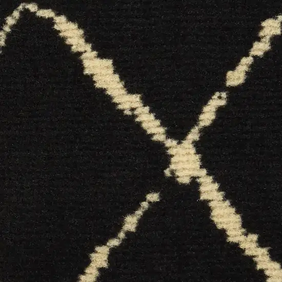 Black and Ivory Abstract Power Loom Distressed Area Rug Photo 3