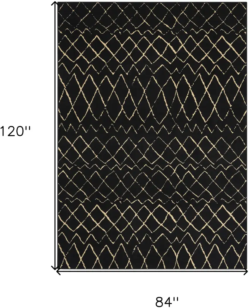 Black and Ivory Abstract Power Loom Distressed Area Rug Photo 3