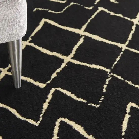 Black and Ivory Abstract Power Loom Distressed Area Rug Photo 9