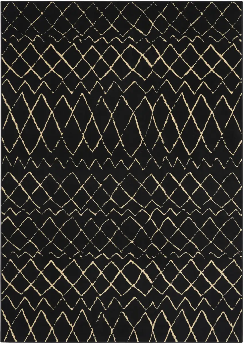 Black and Ivory Abstract Power Loom Distressed Area Rug Photo 2