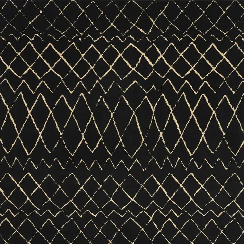 Black and Ivory Abstract Power Loom Distressed Area Rug Photo 6