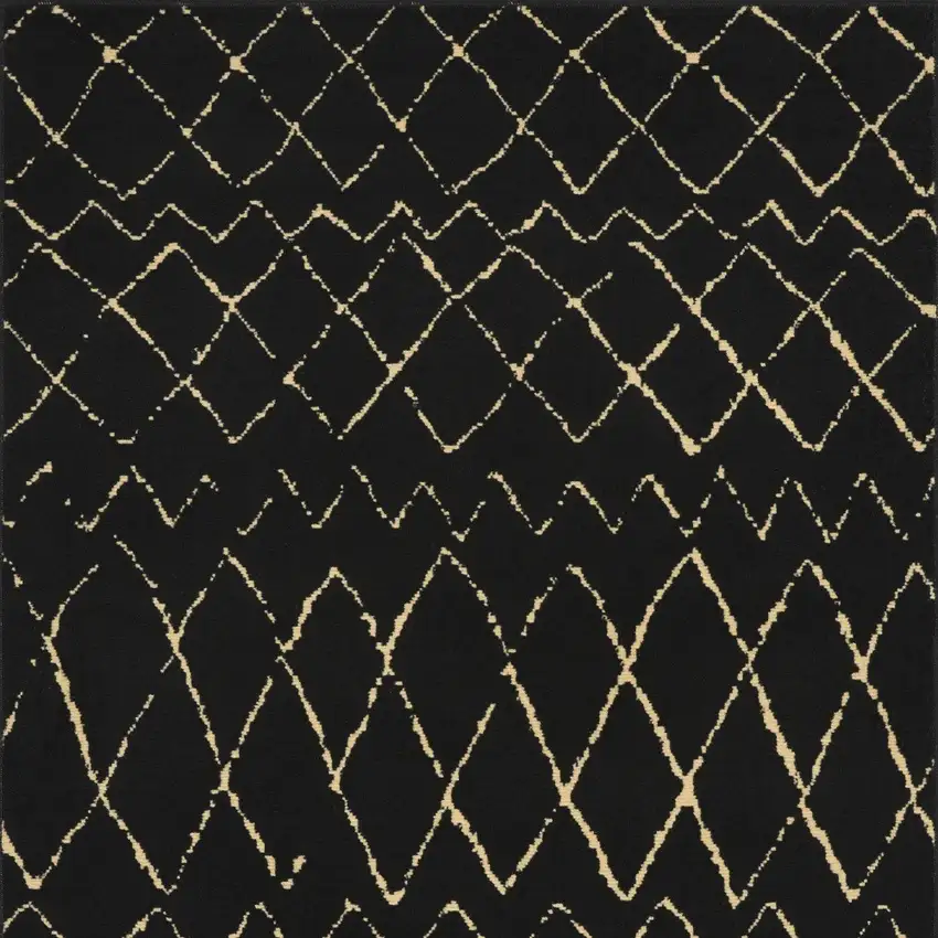 Black and Ivory Abstract Power Loom Distressed Area Rug Photo 5