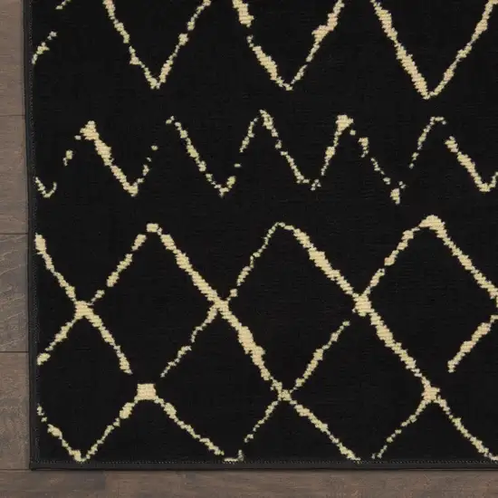 Black and Ivory Abstract Power Loom Distressed Area Rug Photo 9